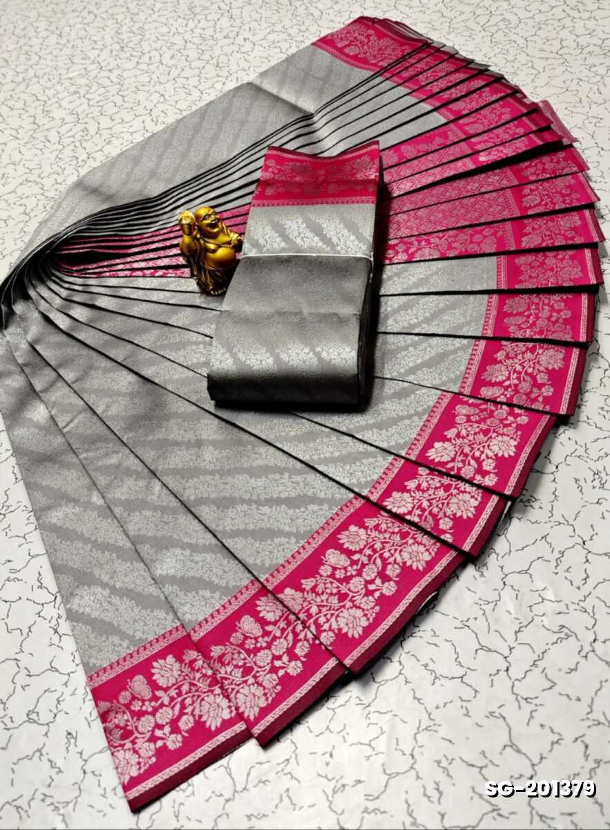 KUBERA ELITE BRIDAL RAPIER FANCY LIGHT WEIGHT SILK TYPE SAREES FESTIVAL  WEAR - SLATE COLOUR