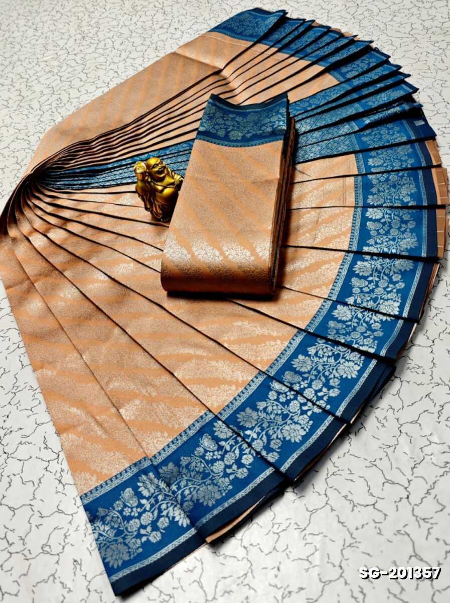 KUBERA ELITE BRIDAL RAPIER FANCY LIGHT WEIGHT SILK TYPE SAREES FESTIVAL  WEAR - LIGHT ORANGE