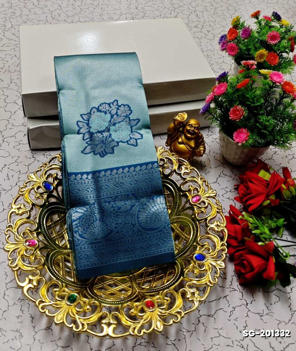 KUBERA ELITE BRIDAL RAPIER FANCY LIGHT WEIGHT SILK TYPE SAREES FESTIVAL  WEAR - LIGHT SKY BLUE