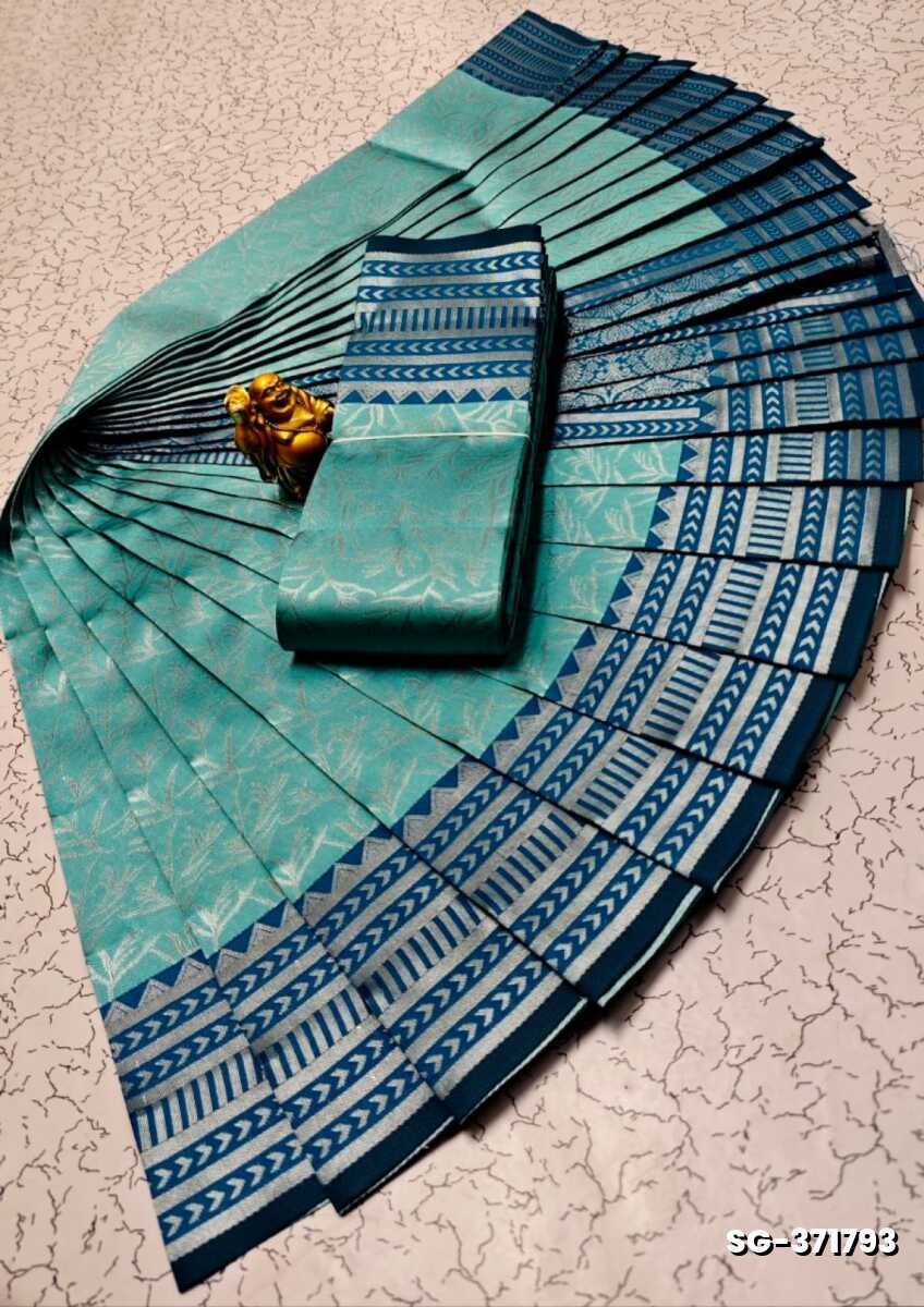 KUBERA ELITE BRIDAL RAPIER FANCY LIGHT WEIGHT SILK TYPE SAREES FUNCTION WEAR SAREE - TURQUOISE GREEN