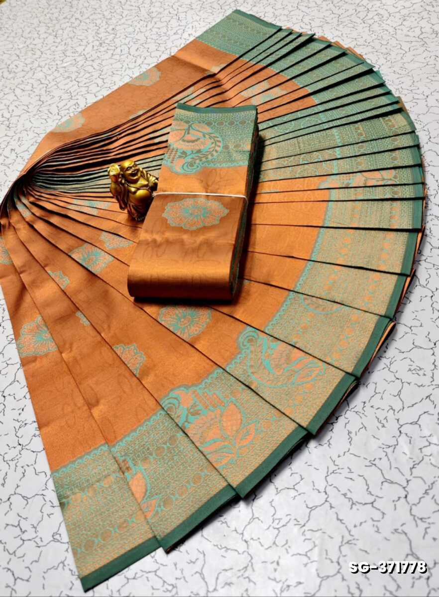 KUBERA ELITE BRIDAL RAPIER FANCY LIGHT WEIGHT SILK TYPE SAREES FUNCTION WEAR SAREE - BRONCE COLOUR