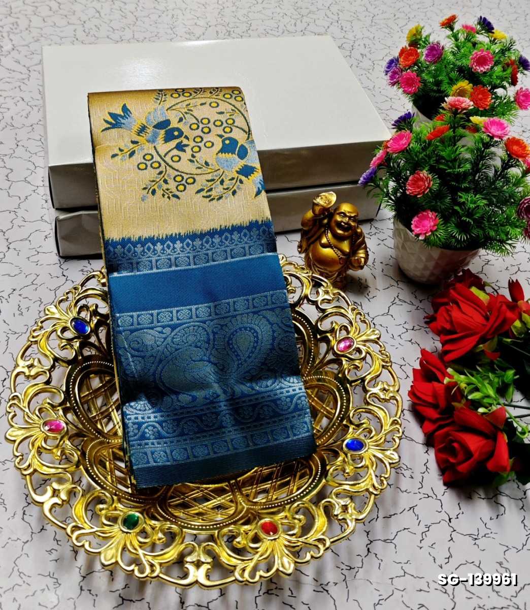 KUBERA ELITE BRIDAL RAPIER FANCY LIGHT WEIGHT SILK TYPE SAREES FUNCTION WEAR SAREE - YELLOW COLOR