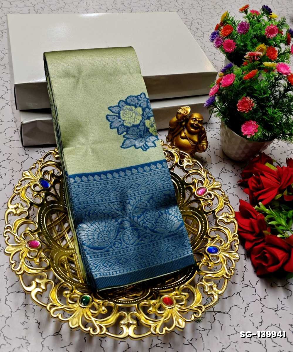 KUBERA ELITE BRIDAL RAPIER FANCY LIGHT WEIGHT SILK TYPE SAREES FUNCTION WEAR SAREE - LIGHT GREEN (1)