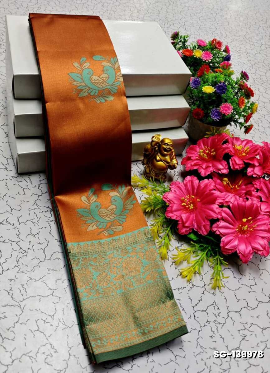 KUBERA ELITE BRIDAL RAPIER FANCY LIGHT WEIGHT SILK TYPE SAREES FUNCTION WEAR SAREE - BRONCE COLOUR (1)