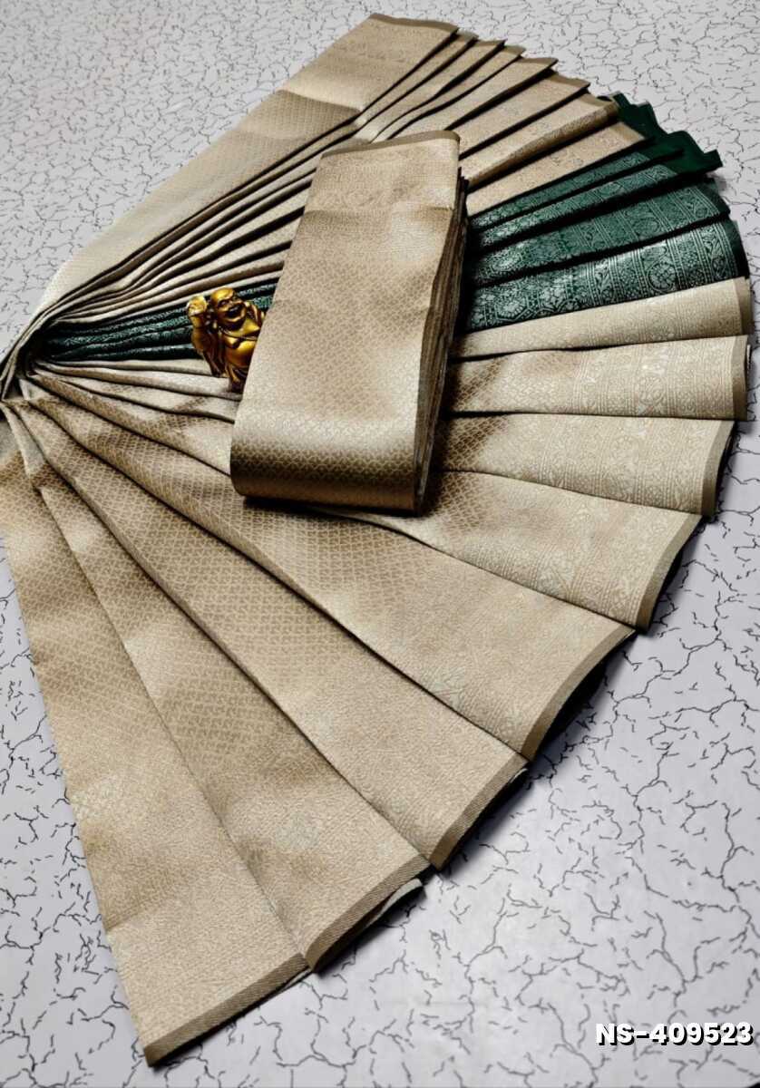 FANCY SILVAR ZARI LIGHT WEIGHT NILA SAREES - LIGHT SANDLE
