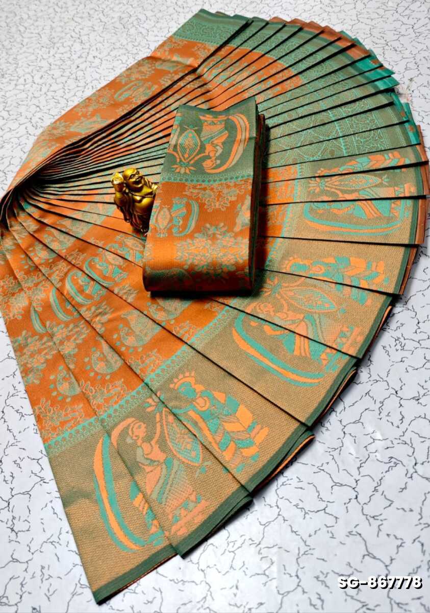 KUBERA ELITE BRIDAL RAPIER FANCY LIGHT WEIGHT SILK TYPE SAREES FUNCTION WEAR SAREE - BRONCE COLOUR (4)