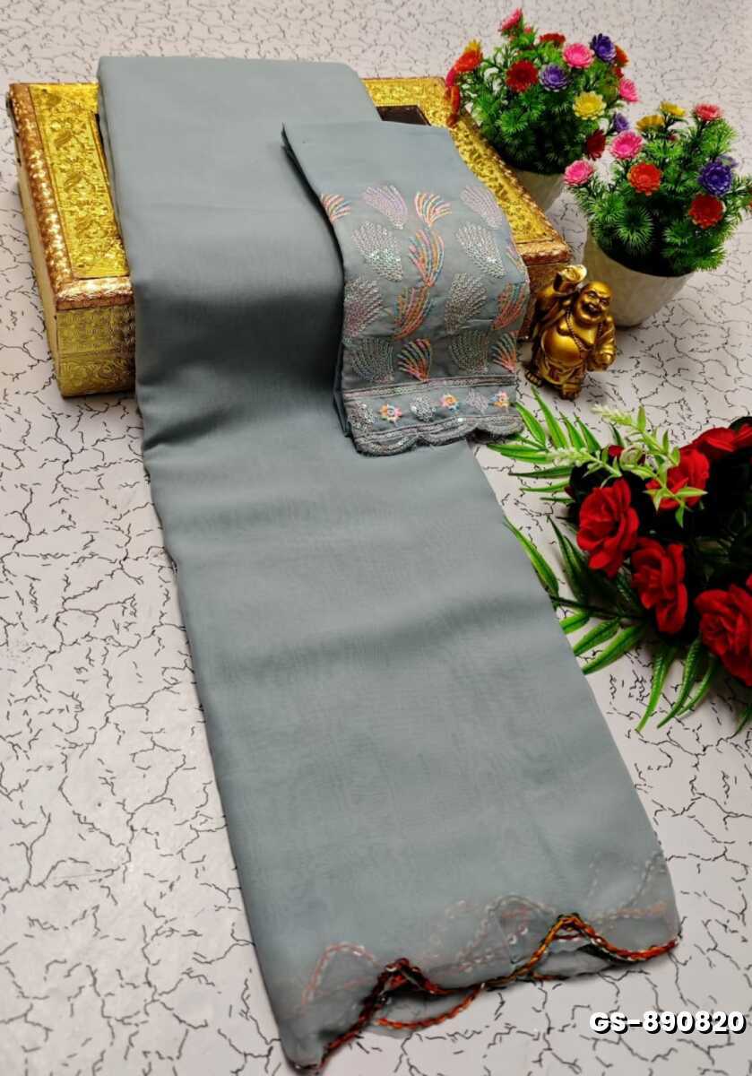 GEORGETTE FANCY SOFT SILK SAREES WITH BLOUSE MODERN FANCY ITEM SAREES - AS COLOR