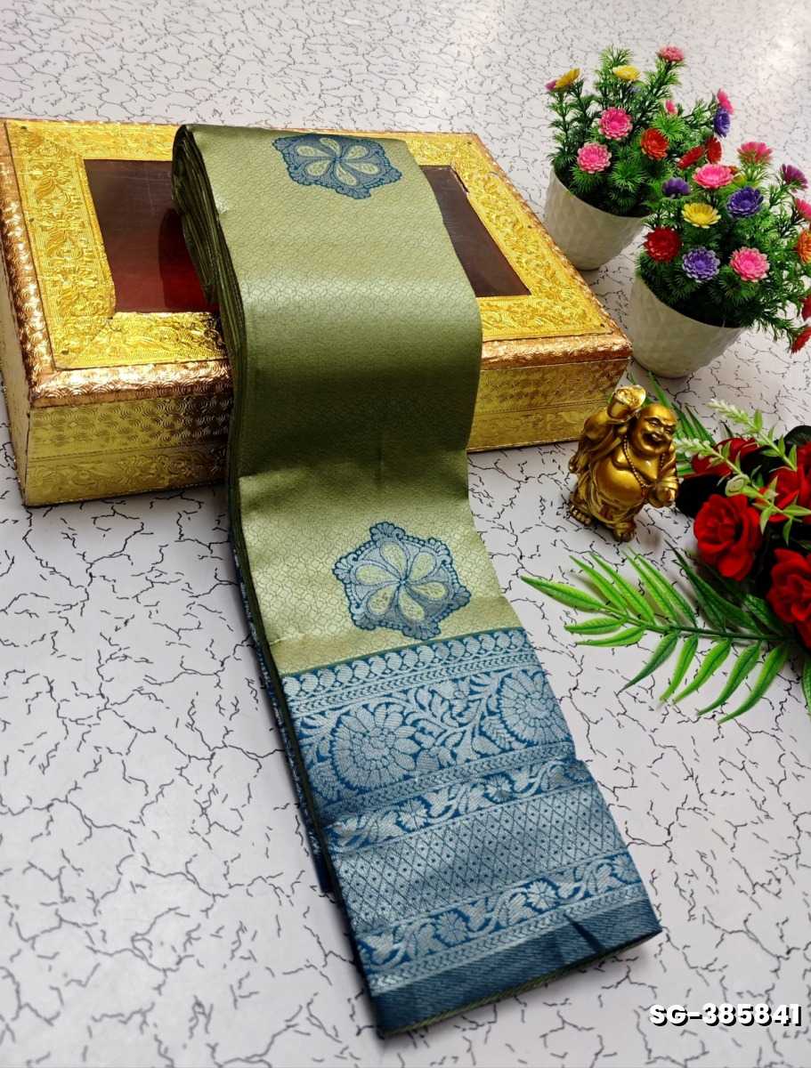 KUBERA ELITE BRIDAL RAPIER FANCY LIGHT WEIGHT SILK TYPE SAREES FUNCTION WEAR SAREE FANCY DESIGN - LIGHT GREEN