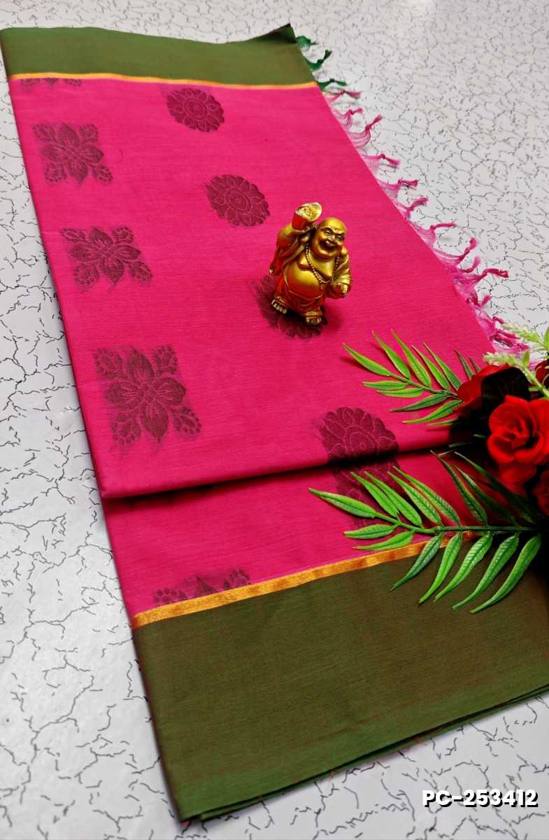PURE COTTON HAND WORK BUTTAS SAREES –  OFFICE WEAR AND SUMMER SPECIAL COLLECTION - PINK