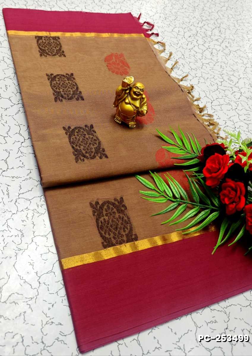 PURE COTTON HAND WORK BUTTAS SAREES –  OFFICE WEAR AND SUMMER SPECIAL COLLECTION - COPPER COLOR