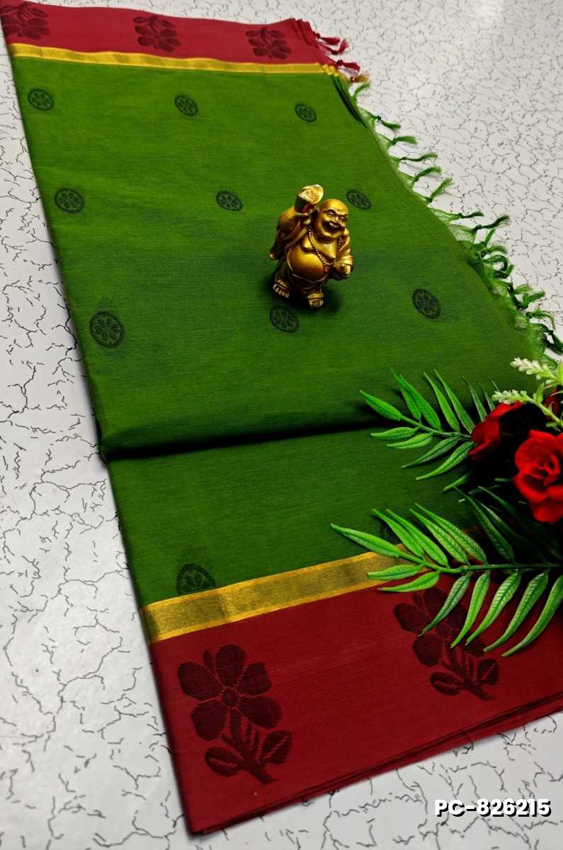 PURE COTTON HAND WORK BUTTAS SAREES – SUMMER SPECIAL COLLECTION - GREEN