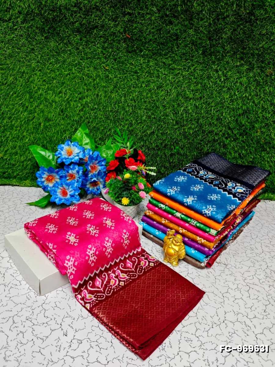 Fancy Print  Office Wear Cotton Sarees All Over Body Poo Design Premium Look lightweight Comfortable Wear - DARK PINK (1)