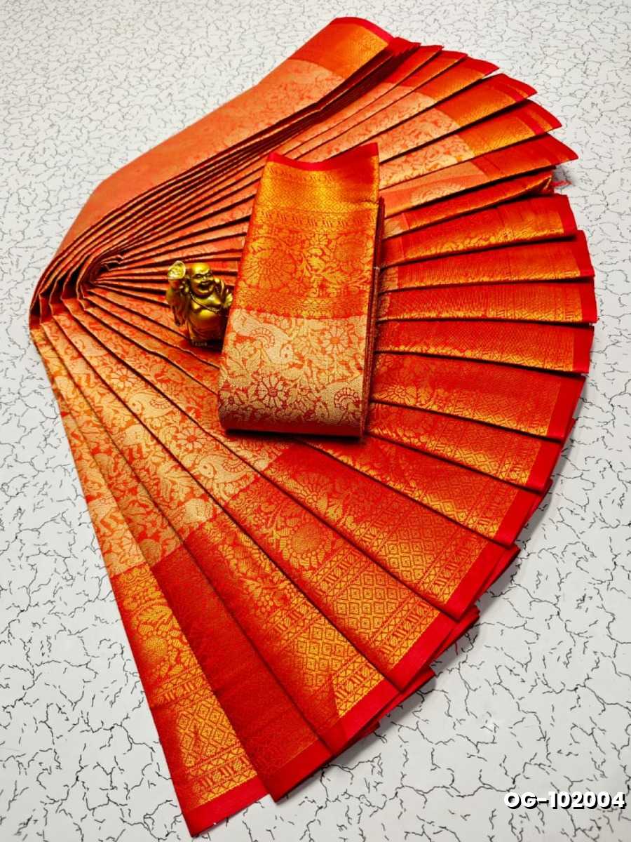 A "one gram gold trending tissue saree" typically refers to a saree made from a lightweight, sheer fabric known as tissue - RED (5)