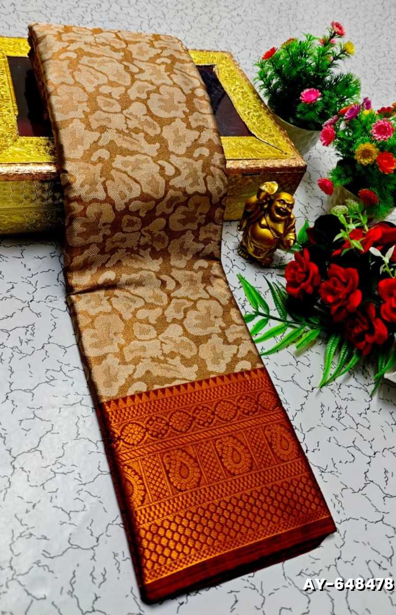 Ayusha Pattu Saree  Pure Silk with Grand Zari Work - BRONCE COLOUR