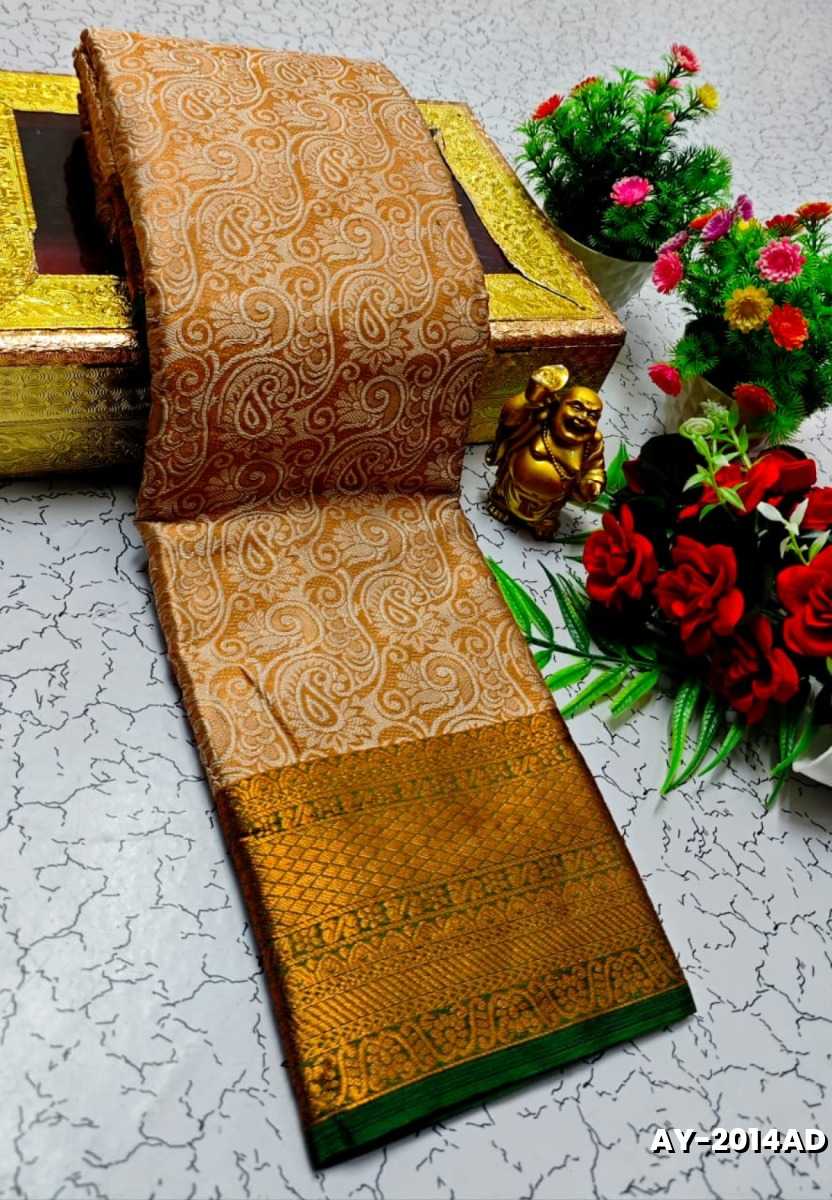 Ayusha Pattu Saree  Pure Silk with Grand Zari Work - DARK GOLD (1)