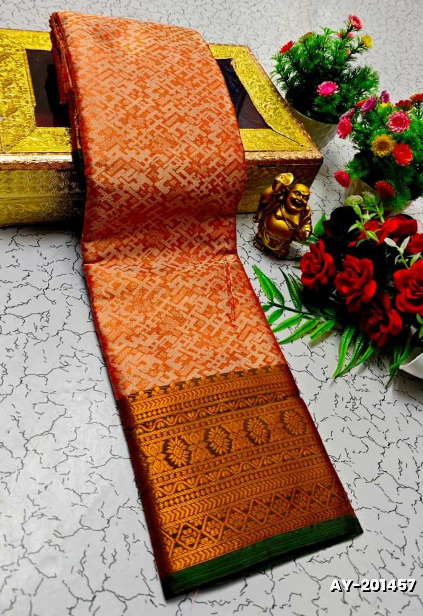 Ayusha Pattu Saree  Pure Silk with Grand Zari Work - LIGHT ORANGE (1)