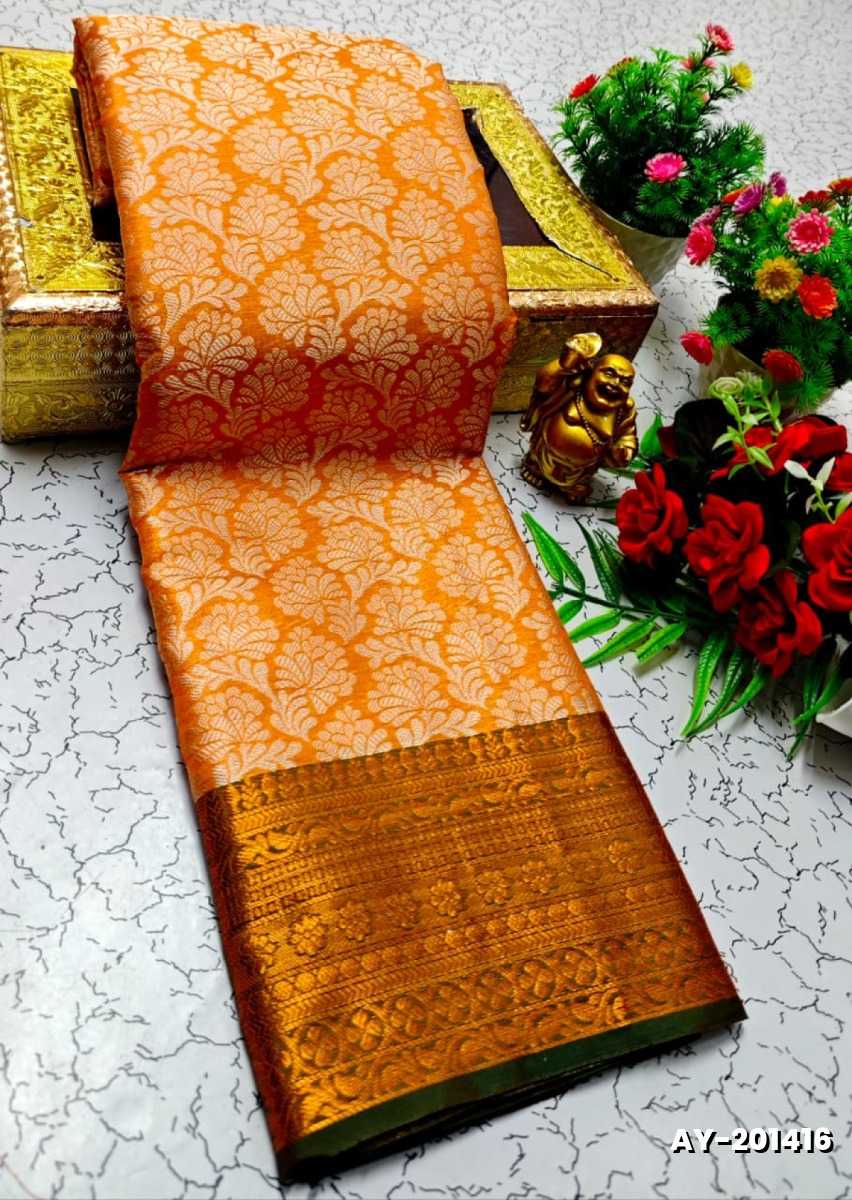 Ayusha Pattu Saree  Pure Silk with Grand Zari Work - ORANGE (1)