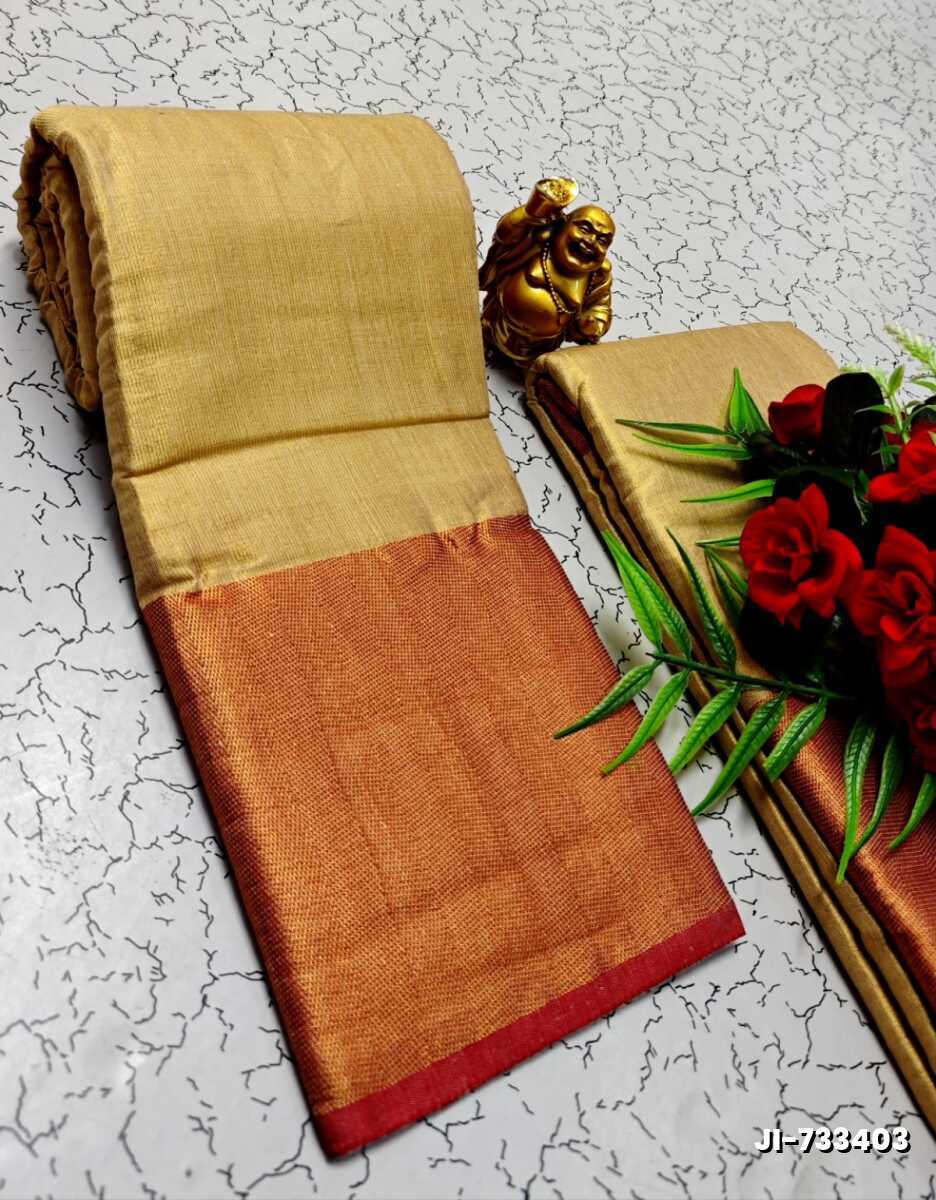 Jyothika inspired trending linen tissue type silk sarees - GOLD (2)