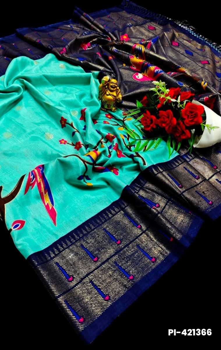 Luxurious Soft Silk Paithani Saree - Effortless Elegance in Traditional Weaves - TUQUOISE