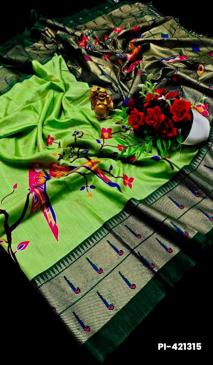 Luxurious Soft Silk Paithani Saree - Effortless Elegance in Traditional Weaves - GREEN