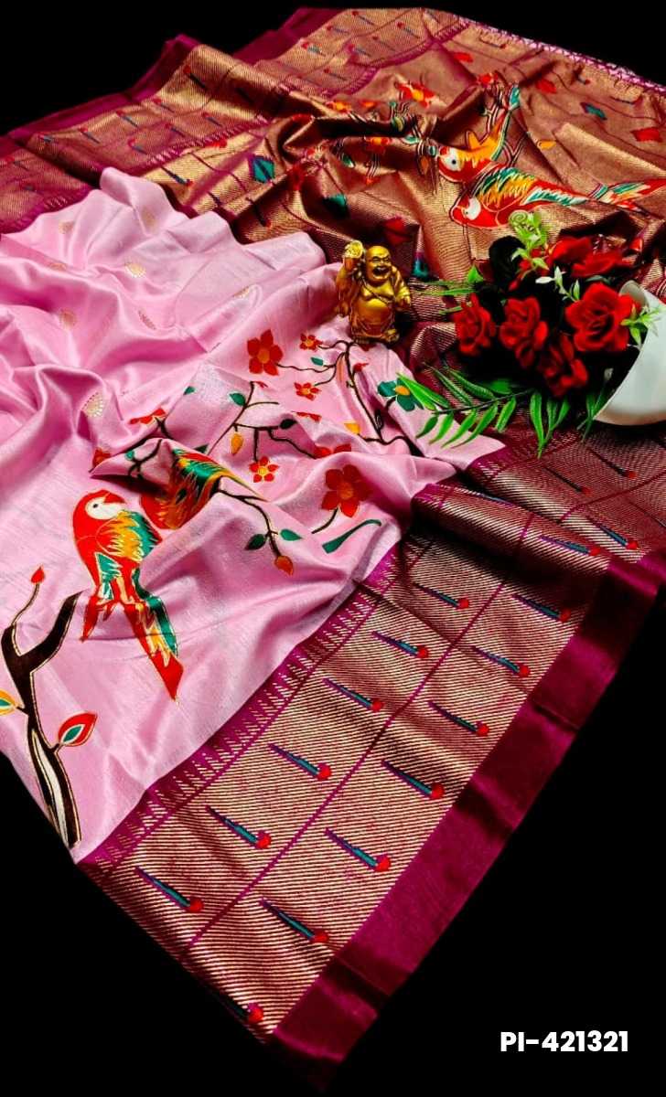 Luxurious Soft Silk Paithani Saree - Effortless Elegance in Traditional Weaves - BABY PINK