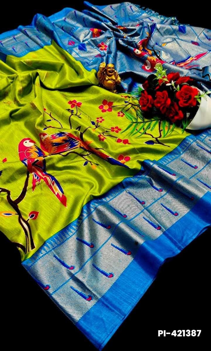 Luxurious Soft Silk Paithani Saree - Effortless Elegance in Traditional Weaves - FLORAISON GREEN