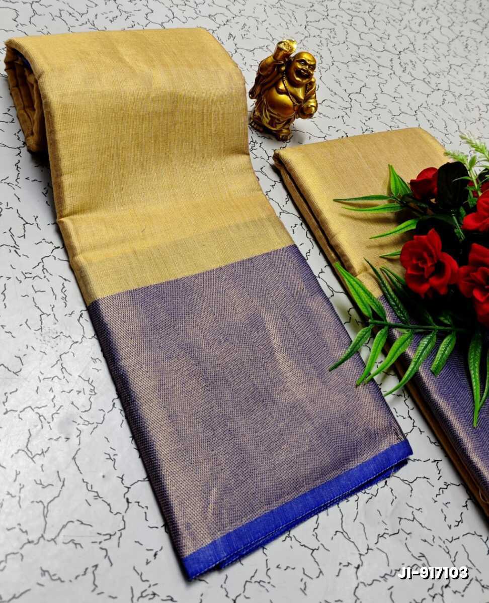 Jyothika inspired trending linen tissue type silk sarees - GOLD (4)