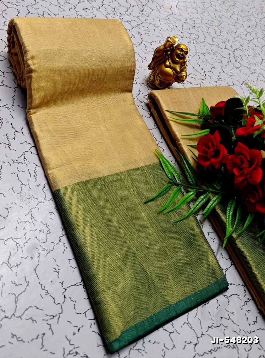 Jyothika inspired trending linen tissue type silk sarees - GOLD (5)