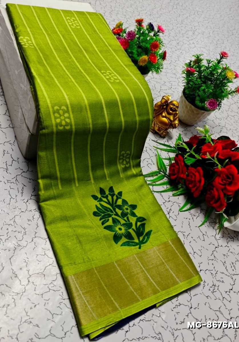 Traditional Look Malgudi Silk Saree Lightweight Silk Blend Saree - LITE GREEN (1)
