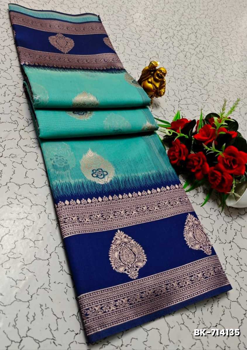 Banarasi with our banarasi cotton fabric — a beautiful fusion of classic artistry and breathable comfort wear saree - DARK SKY BLUE (2)