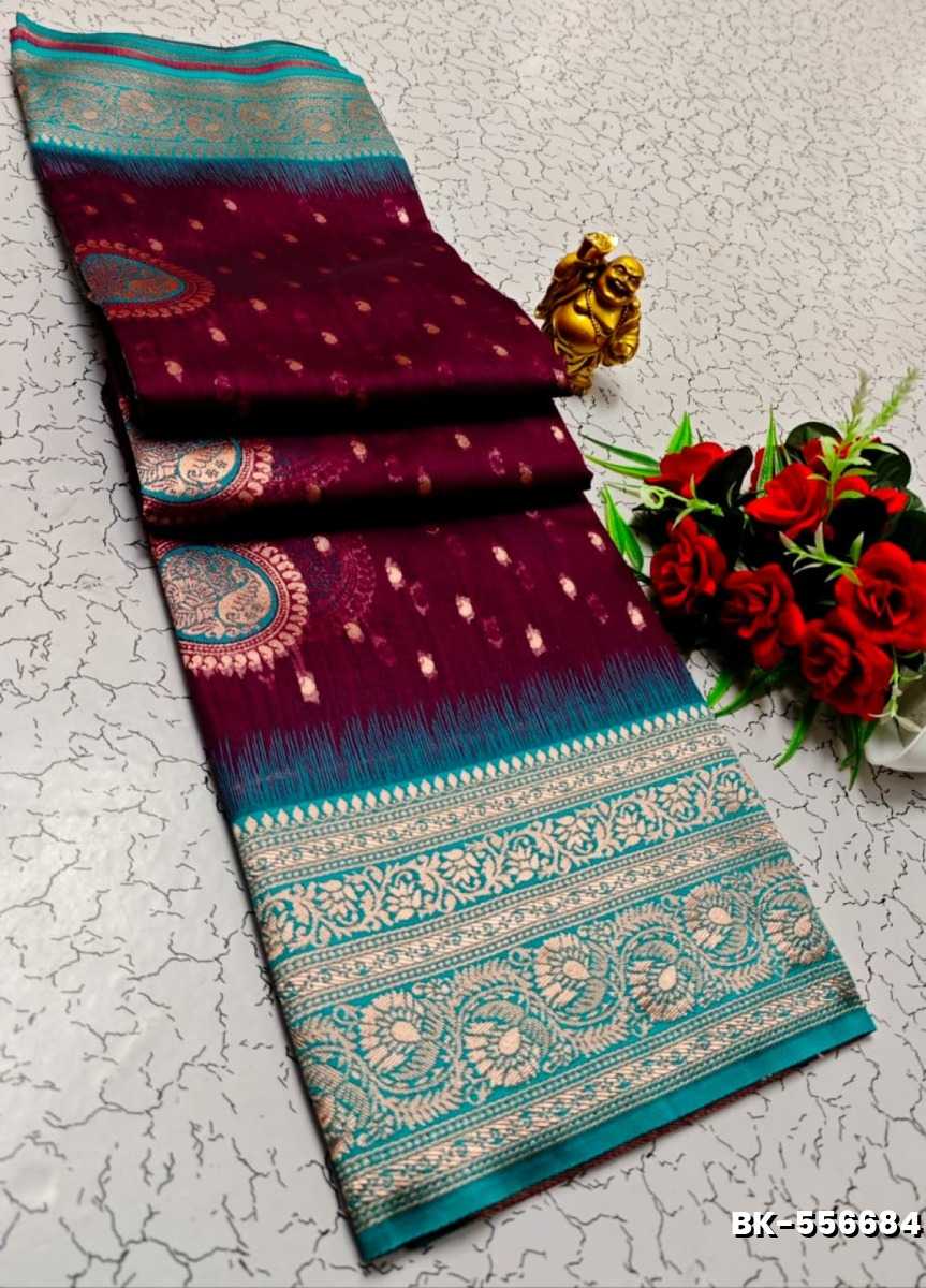 Banarasi with our banarasi cotton fabric — a beautiful fusion of classic artistry and breathable comfort wear saree - WINE COLOUR (2)