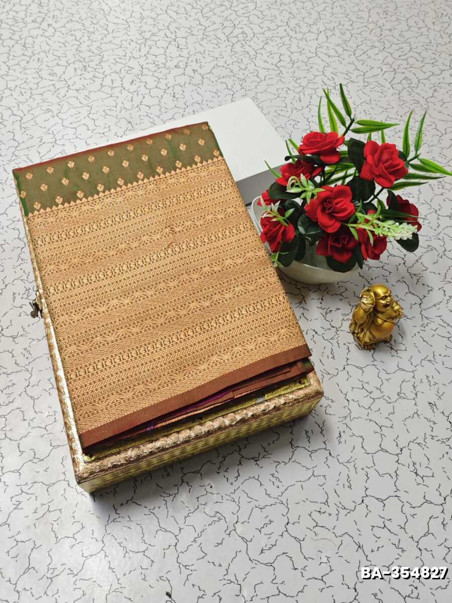 1000 Butta premium Soft Silk Saree weddings, festivals, traditional Wear - MEHENDHI GREEN (4)