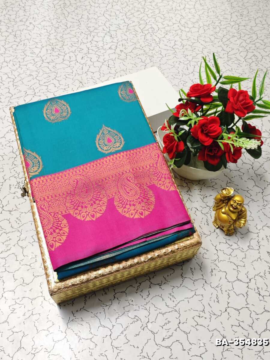 1000 Butta premium Soft Silk Saree weddings, festivals, traditional Wear - DARK SKY BLUE (2)