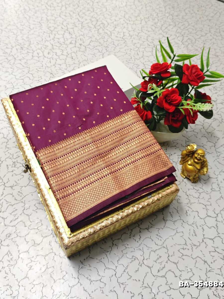1000 Butta premium Soft Silk Saree weddings, festivals, traditional Wear - WINE COLOUR (4)