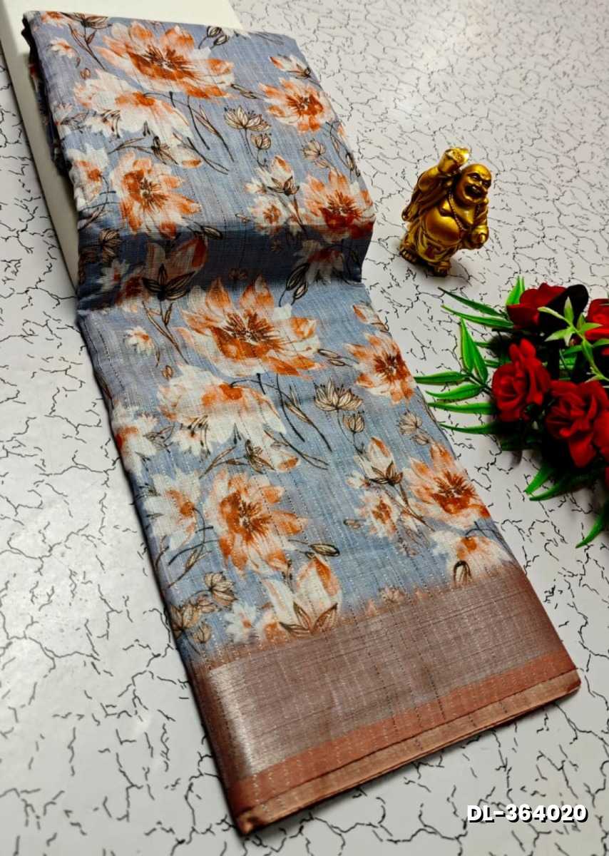 Digital printing linen cotton  trending sarees - AS COLOR