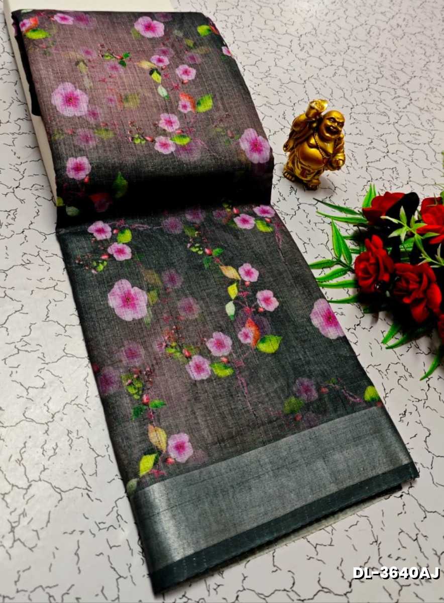 Digital printing linen cotton  trending sarees - DUAL COLOR