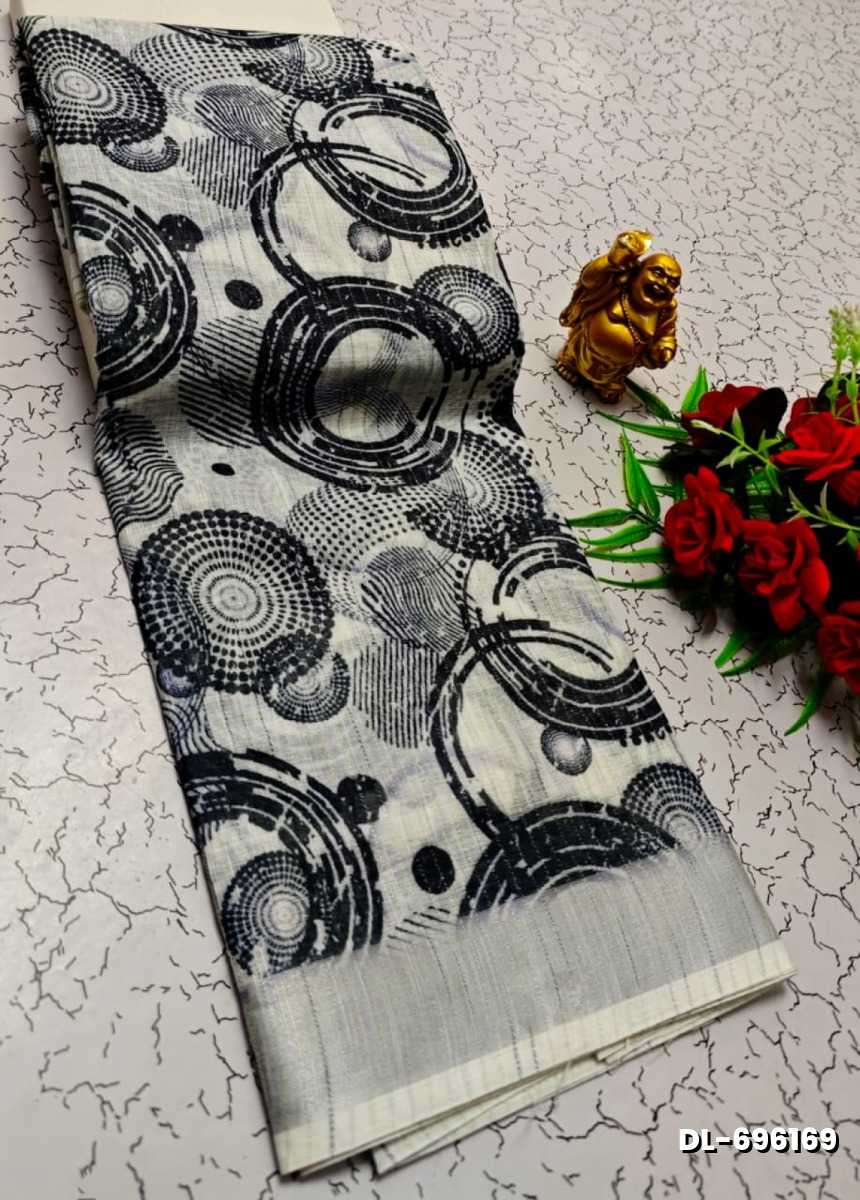 Digital printing linen cotton  trending sarees - BEIGE COLOUR (1)