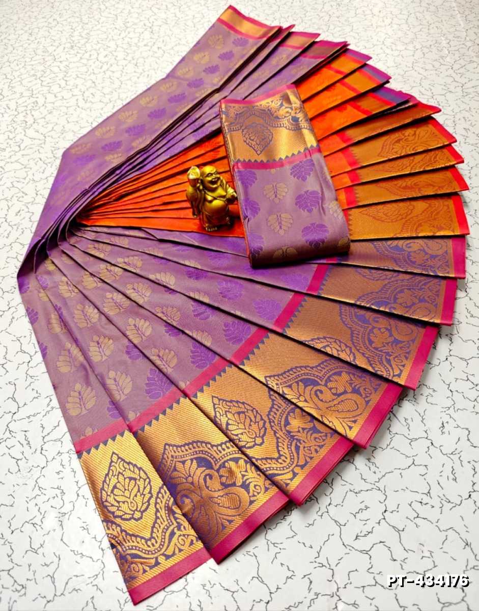 Elampillai Poontamil Saree | Karizma Silk / Soft Silk | 3D Embossed Weave - PLUM COLOUR (3)