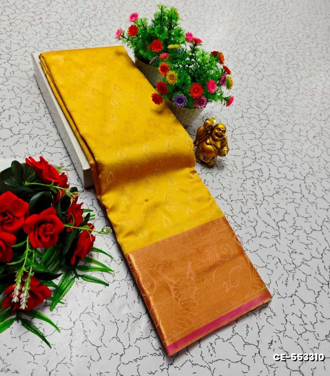 Fancy Empose karizma silk / soft silk | 3d embossed weave Clearance  Sale - YELLOW
