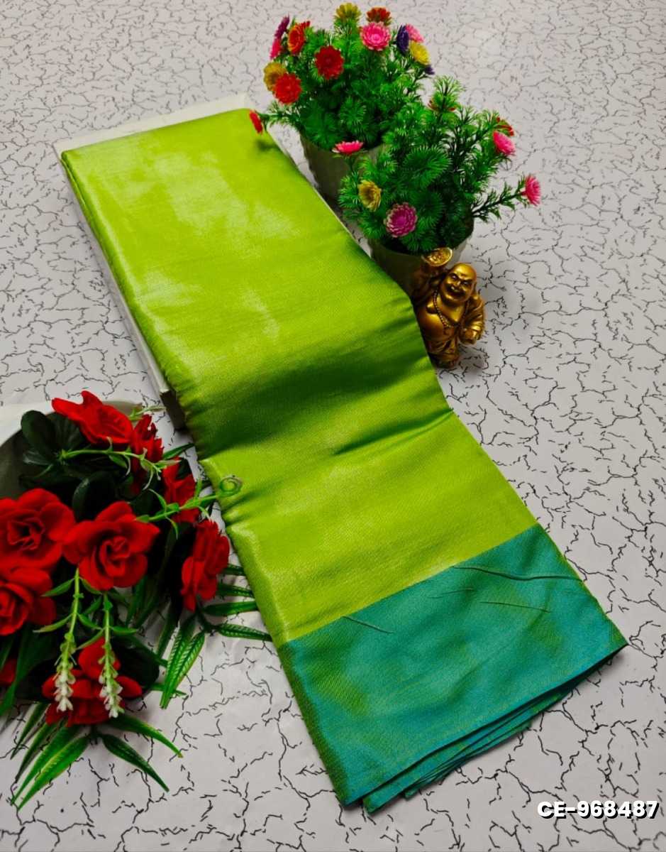 Premium tissue saree rapier fancy light weight silk type sarees flower design function wear - FLORAISON GREEN