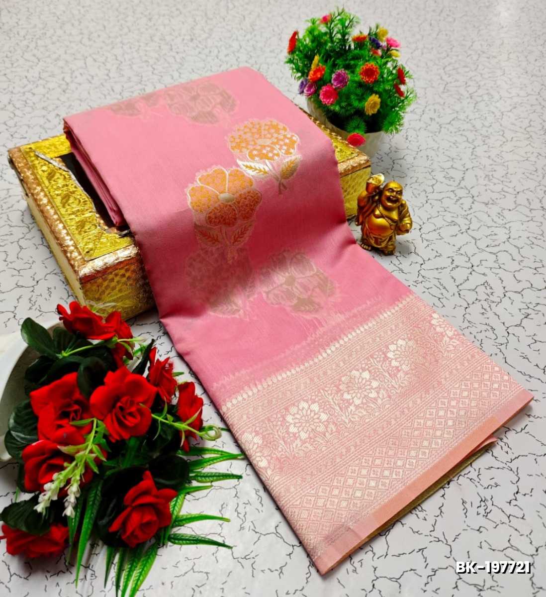 Banaras with our banarasi cotton fabric a beautiful fusion of classic artistry and breathable comfort wear saree - BABY PINK (3)