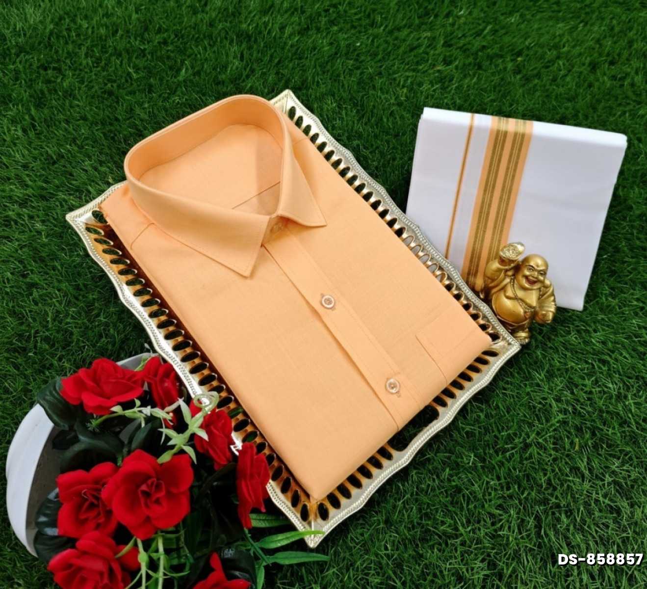 Traditional men  dhoti shirt  trending collection - LIGHT ORANGE