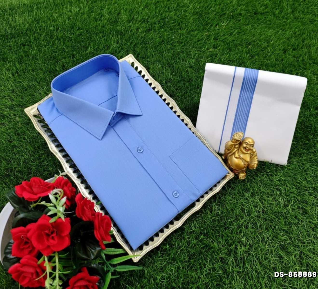 Traditional men  dhoti shirt  trending collection - BLUE COLOUR (1)