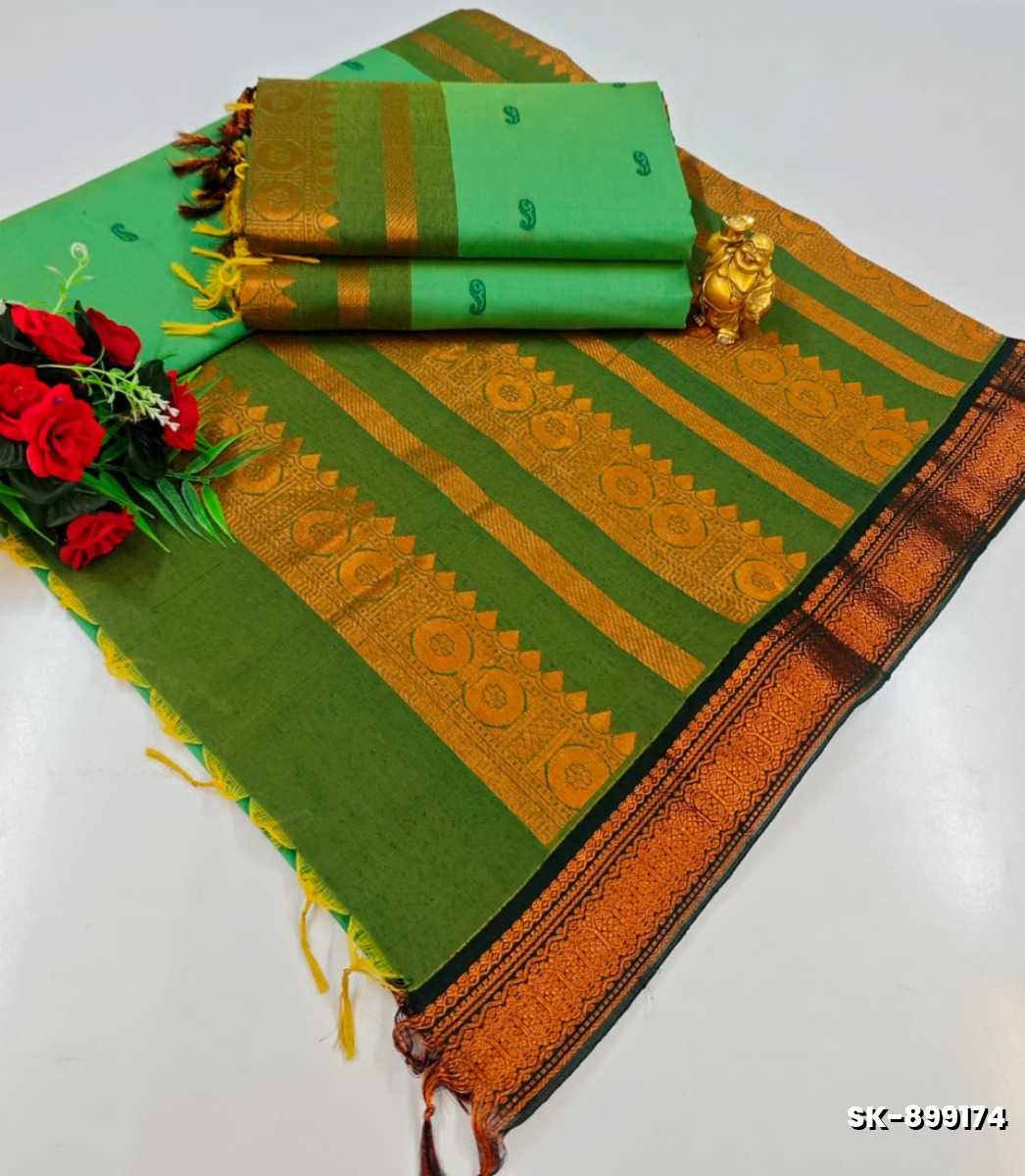 TRENDING KALIYANI COTTON SAREES FESTIVAL WEAR - EMERALD COLOUR