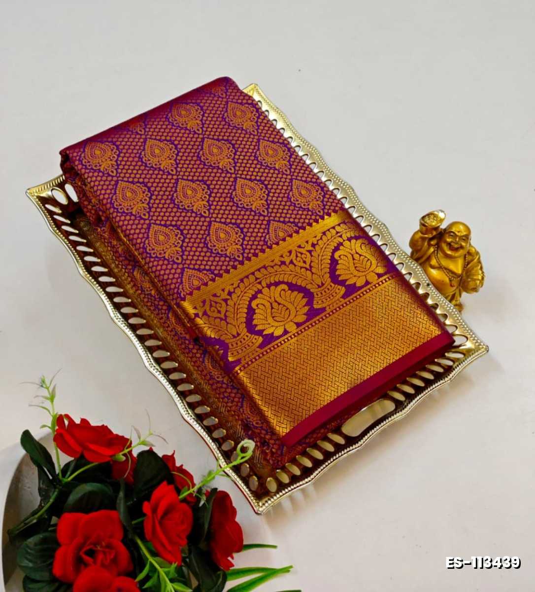 BRIDAL SILK GOLD SILVAR AND COPPER ZARI WEAVE AND WEDDING ART SILK SAREES - VADAMALLI (7)