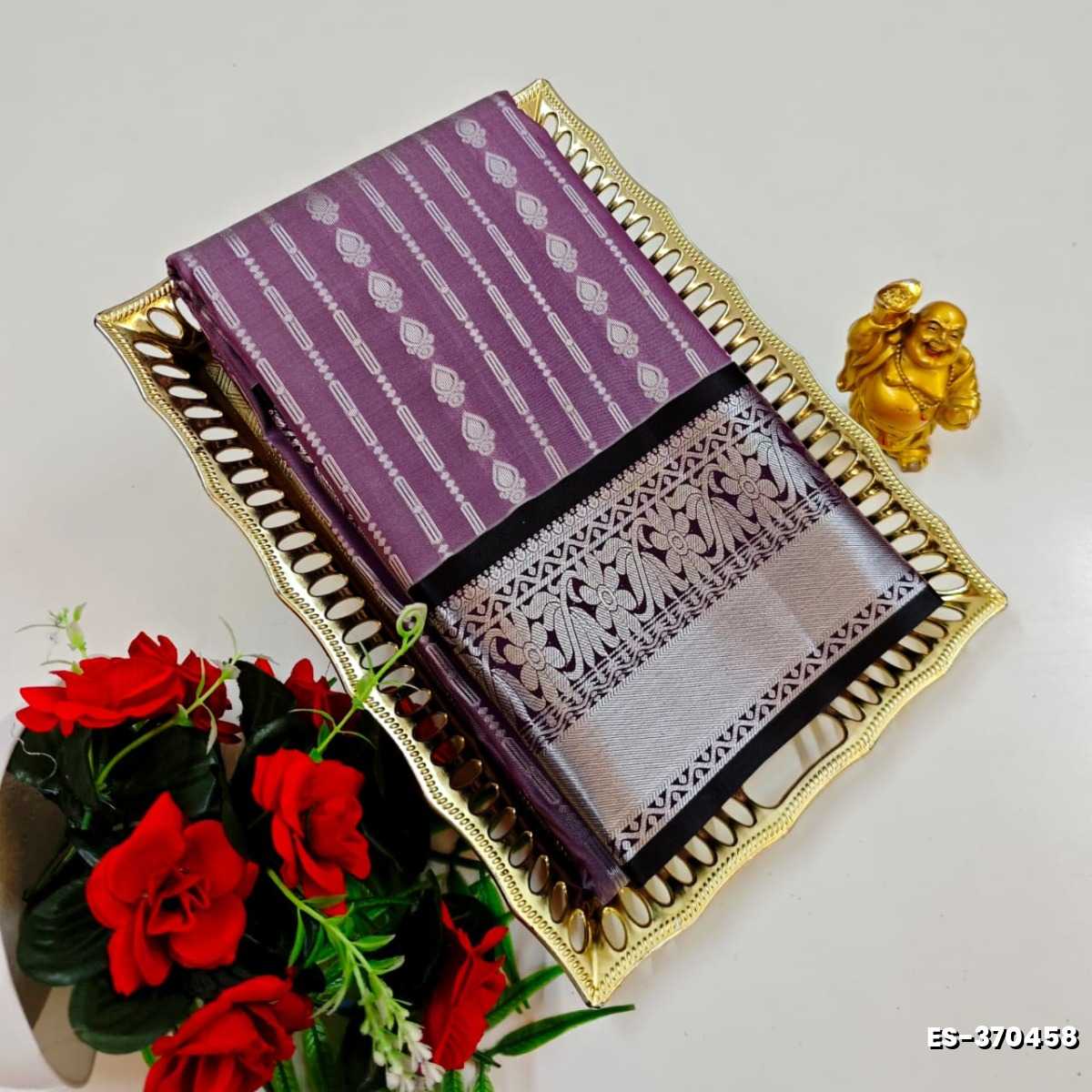 BRIDAL SILK GOLD SILVAR AND COPPER ZARI WEAVE AND WEDDING ART SILK SAREES - PURPLE (2)