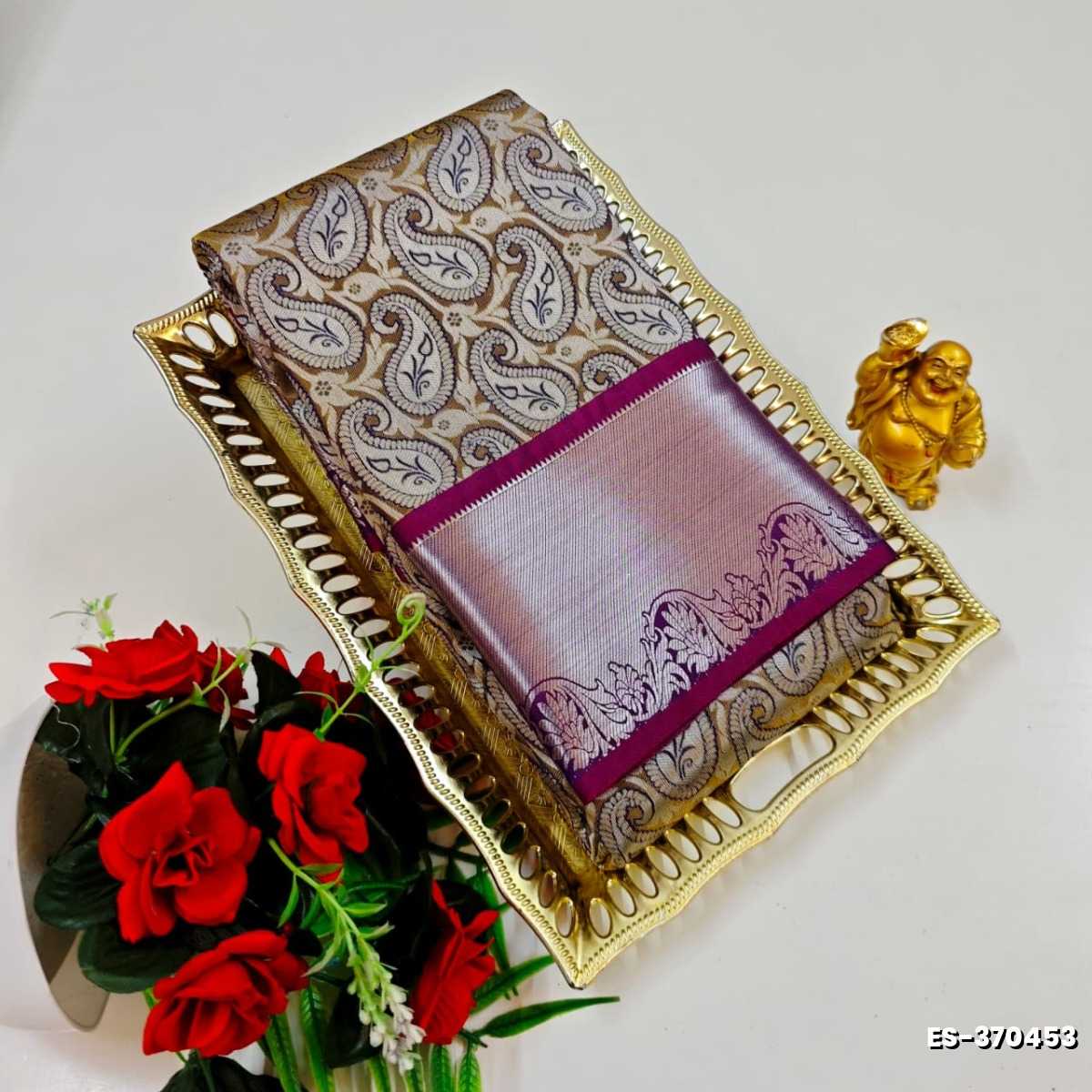 BRIDAL SILK GOLD SILVAR AND COPPER ZARI WEAVE AND WEDDING ART SILK SAREES - BROWN (3)