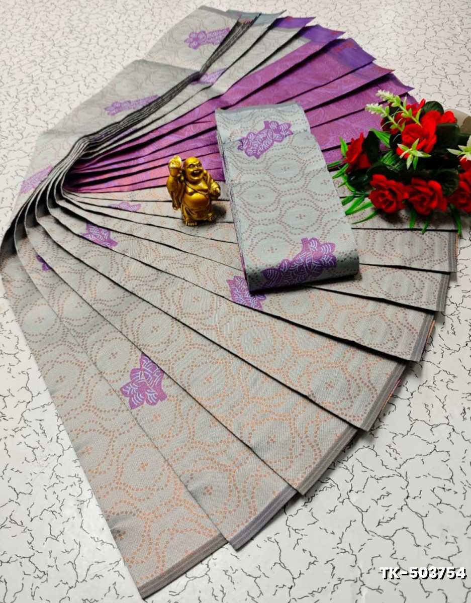 Kubera borderless elite bridal rapier fancy light weight silk type sarees function wear - LIGHT LAVENDER (1)