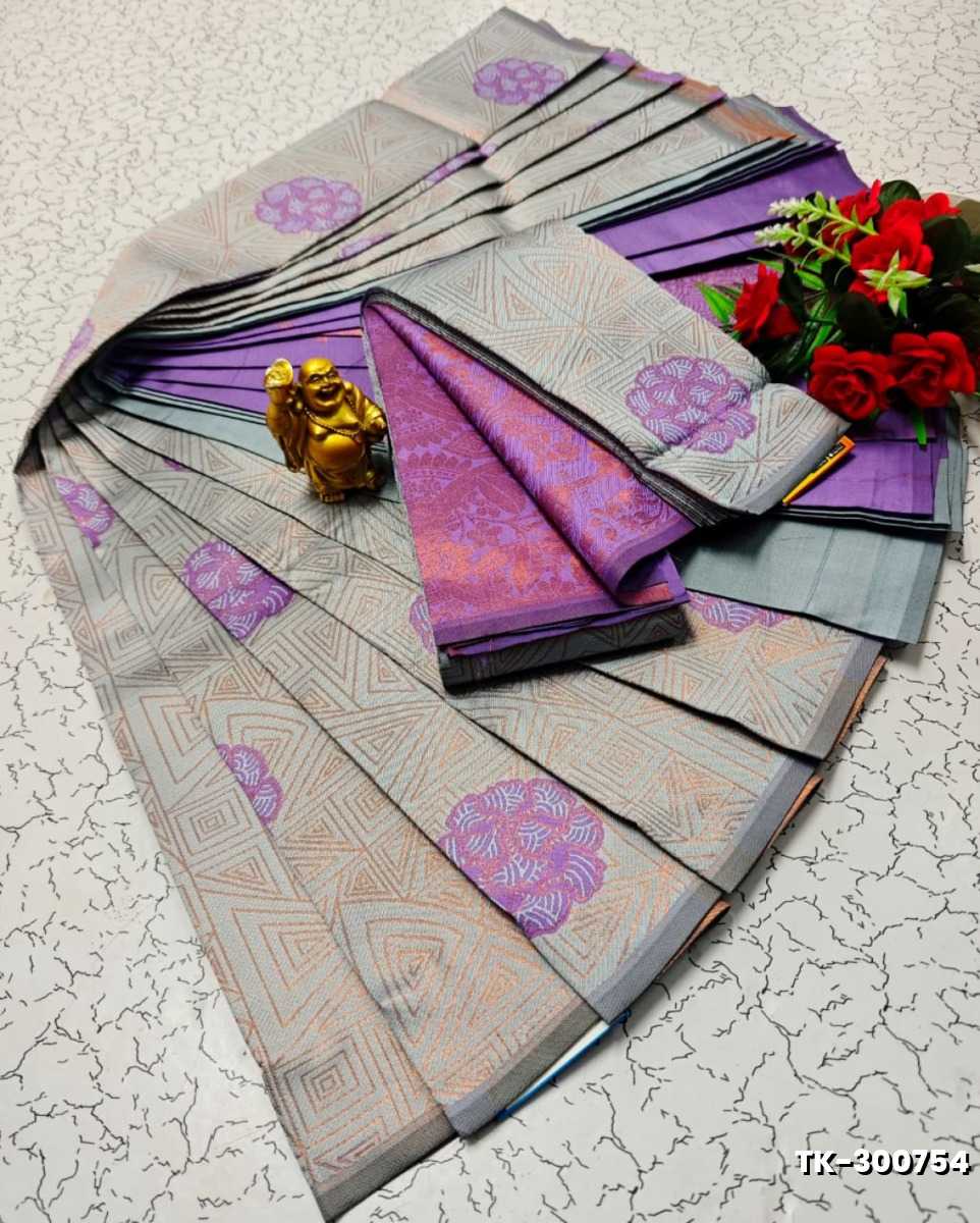 Kubera borderless elite bridal rapier fancy light weight silk type sarees function wear - LIGHT LAVENDER (2)