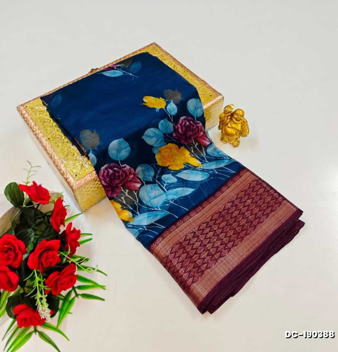 Dailywear cotton sarees premium look lightweight comfortable wear - PEACKOK BLUE (8)